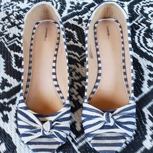 Blue and White George Wedge Shoes